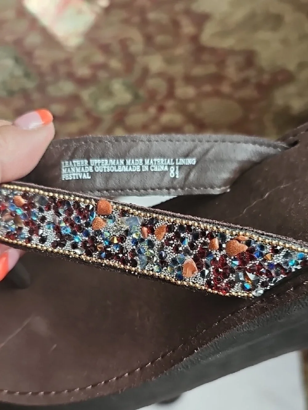 Yellow Box Beaded Flip Flop Sandals - Picture 3 of 5